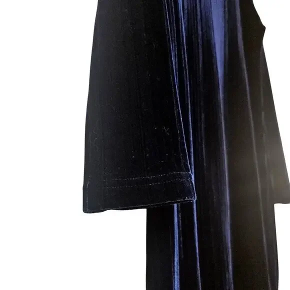 Avon Vintage 90s Navy Blue Ribbed Velvet Dress Witchy Goth Whimsigoth Minimalist - Picture 6 of 7